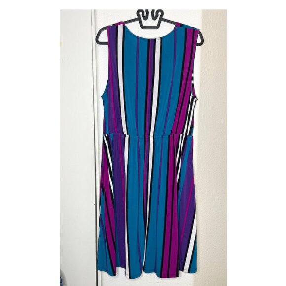 Lane Bryant Women's Faux Wrap Dress Sleeveless Multicolor Stretch Waist 14/16 - Picture 2 of 8